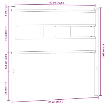 Kopfteil Braun Eichen-Optik 100 cm Stahl und Holzwerkstoff