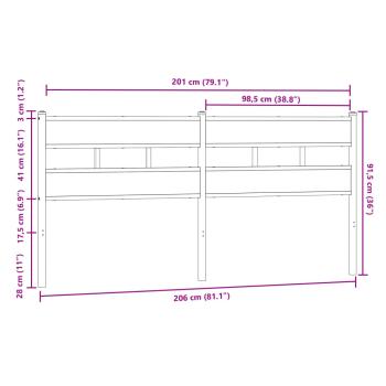Kopfteil Braun Eichen-Optik 200 cm Stahl und Holzwerkstoff