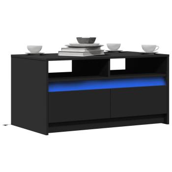 ARDEBO.de - LED-Couchtisch Schwarz Holzwerkstoff