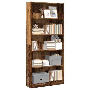 ARDEBO.de - Bücherregal Altholz-Optik 80x24x176 cm Holzwerkstoff