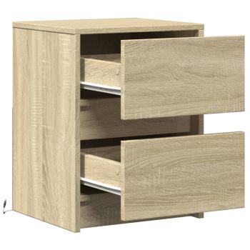ARDEBO.de - Nachttisch mit LED-Leuchten Sonoma Eiche Holzwerkstoff