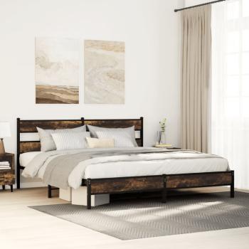 ARDEBO.de - Metallbett ohne Matratze Räuchereiche 193x203 cm