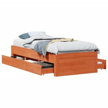 Massivholzbett ohne Matratze mit Schubladen Braun 90x190 cm