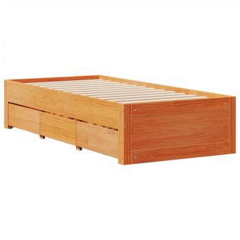 Massivholzbett ohne Matratze mit Schubladen Braun 90x190 cm