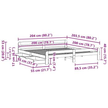Massivholzbett ohne Matratze Wachsbraun 200x200 Kiefernholz