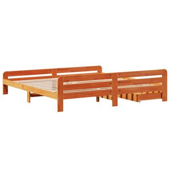 Massivholzbett ohne Matratze Wachsbraun 200x200 Kiefernholz