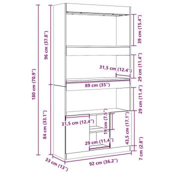 Highboard Räuchereiche 92x33x180 cm Holzwerkstoff