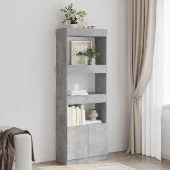 ARDEBO.de - Highboard 63x33x180 cm Betongrau Holzwerkstoff