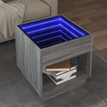 ARDEBO.de - Couchtisch mit Infinity-LED Grau Sonoma 50x50x50 cm