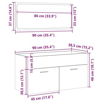 ARDEBO.de - 2-tlg. Badmöbel-Set Sonoma-Eiche Holzwerkstoff