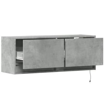 TV-Wandschrank mit LED-Beleuchtung Betongrau 100x31x35 cm