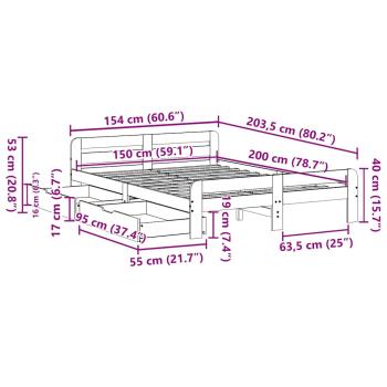 Massivholzbett ohne Matratze Wachsbraun 150x200 cm Kiefernholz