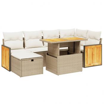 ARDEBO.de - 7-tlg. Garten-Sofagarnitur mit Kissen Beige Poly Rattan