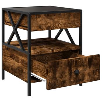 Nachttisch mit Infinity-LED Räuchereiche 40x40x51 cm