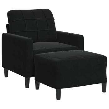 Sessel mit Hocker Schwarz 60 cm Samt