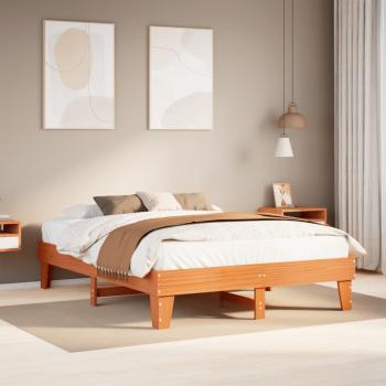 ARDEBO.de - Massivholzbett ohne Matratze Wachsbraun 150x200 cm Kiefernholz