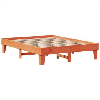 Massivholzbett ohne Matratze Wachsbraun 150x200 cm Kiefernholz