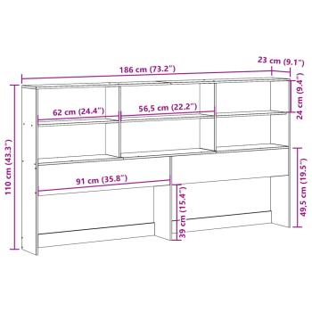 Kopfteil mit Stauraum Wachsbraun 180 cm Massivholz Kiefer