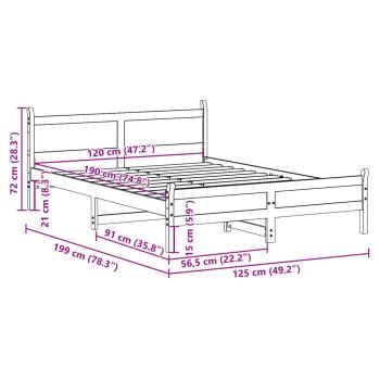 Massivholzbett ohne Matratze Wachsbraun 120x190 cm Kiefernholz
