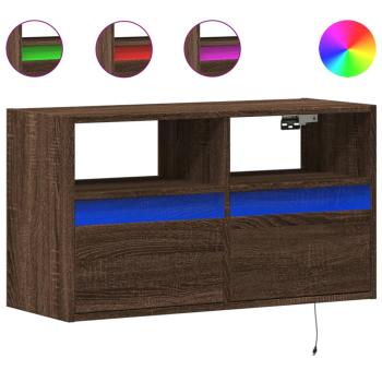 ARDEBO.de - TV-Wandschrank mit LED-Beleuchtung Braun Eiche-Optik 80x31x45cm