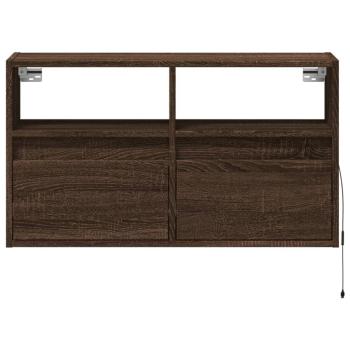 TV-Wandschrank mit LED-Beleuchtung Braun Eiche-Optik 80x31x45cm