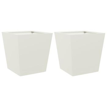 Pflanzkübel 2 Stk. Weiß 40x40x40 cm Stahl