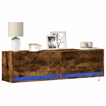 ARDEBO.de - TV-Wandschrank mit LED-Beleuchtung Räuchereiche 140x31x38 cm