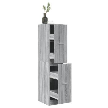 ARDEBO.de - Apothekerschrank Grau Sonoma 30x41x144,5 cm Holzwerkstoff