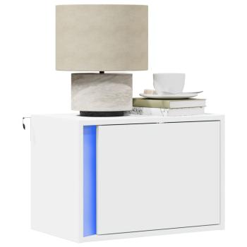 ARDEBO.de - Wand-Nachttisch mit LED-Leuchten Weiß