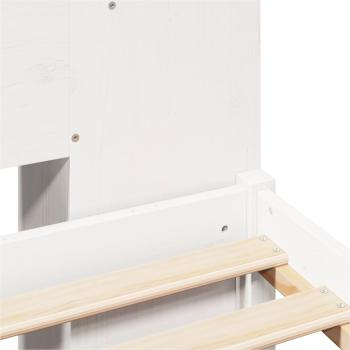 Massivholzbett mit Regal ohne Matratze Weiß 140x200 cm Kiefer