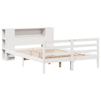 Massivholzbett mit Regal ohne Matratze Weiß 135x190 cm Kiefer