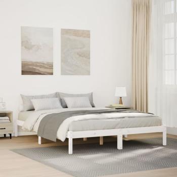 ARDEBO.de - Massivholzbett Extra Lang ohne Matratze Weiß 160x220 Kieferholz