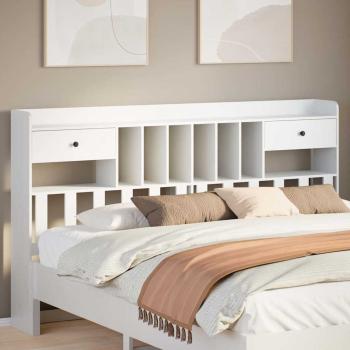 ARDEBO.de - Kopfteil mit Stauraum Weiß 180 cm Massivholz Kiefer