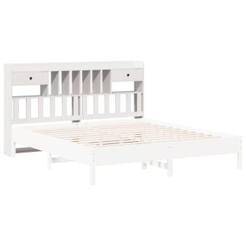 Kopfteil mit Stauraum Weiß 180 cm Massivholz Kiefer