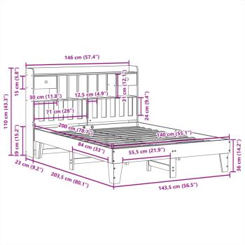 Massivholzbett ohne Matratze Weiß 140x200 cm Kiefernholz