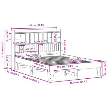 Massivholzbett ohne Matratze Weiß 160x200 Kiefernholz
