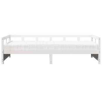 Tagesbett mit Matratze Weiß 90x200 cm Massivholz Kiefer