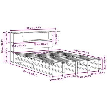 Massivholzbett ohne Matratze Wachsbraun 150x200 cm Massivholz