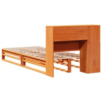 Massivholzbett mit Regal ohne Matratze Wachsbraun 75x190 cm