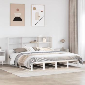 ARDEBO.de - Massivholzbett mit Regal ohne Matratze Weiß 180x200 cm