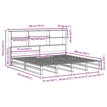 Massivholzbett mit Regal ohne Matratze Weiß 180x200 cm
