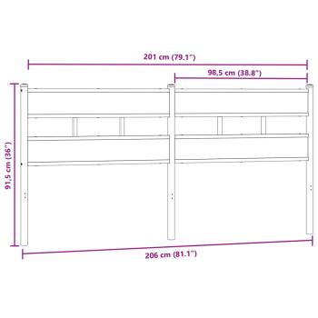 Kopfteil Räuchereiche 200 cm Eisen und Holzwerkstoff