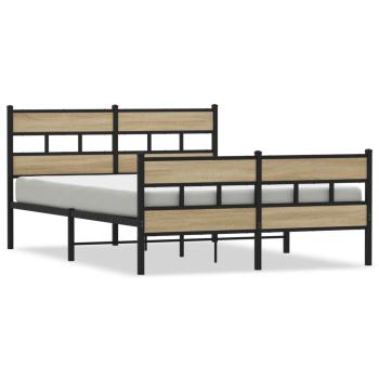 Metallbett ohne Matratze Sonoma-Eiche 140x200 cm