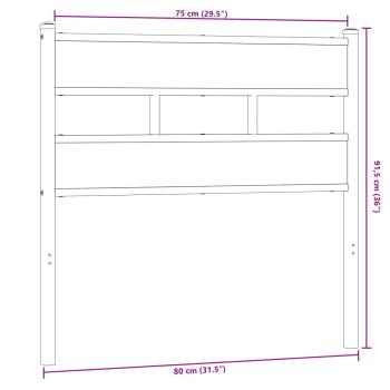 Kopfteil Sonoma-Eiche 75 cm Eisen und Holzwerkstoff