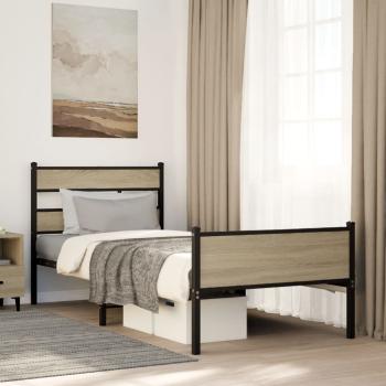 ARDEBO.de - Bettgestell ohne Matratze Sonoma-Eiche 107x200 cm Holzwerkstoff