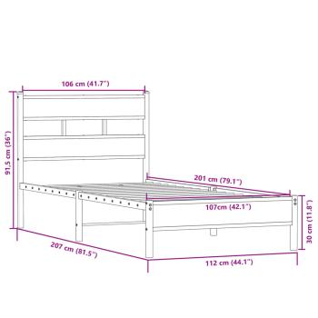Bettgestell ohne Matratze Sonoma-Eiche 107x200 cm Holzwerkstoff