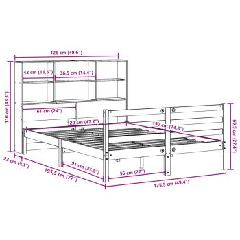 Massivholzbett mit Regal ohne Matratze 120x190 cm Kiefernholz