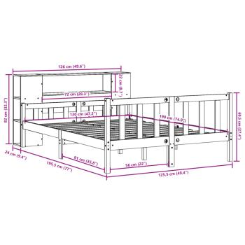 Massivholzbett mit Regal ohne Matratze 120x190 cm Kiefernholz