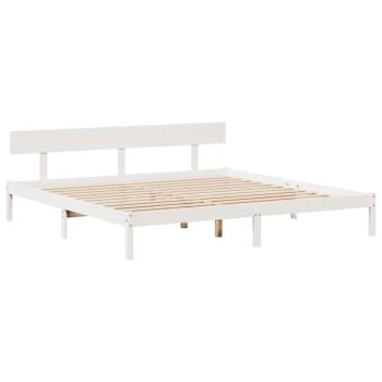 Massivholzbett mit Regal ohne Matratze Weiß 200x200 cm Kiefer