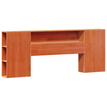 Massivholzbett mit Regal ohne Matratze Wachsbraun 180x200 cm